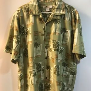 Joe Marlin Hawaiian Aloha Shirt w Palm Motif LARGE